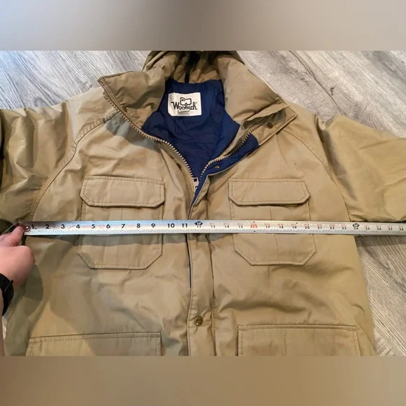 VTG 90s WOOLRICH USA Field Chore Jacket Full Zip Beige Tan Lined Size Large - Picture 6 of 7